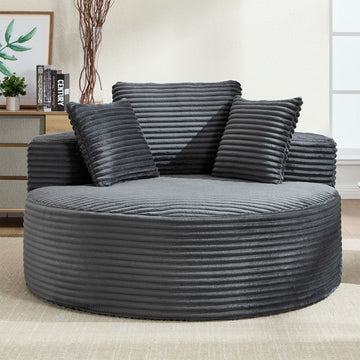 Dark Gray Round Sectional Sofa Couches Bed with Memory Foam and three pillows for Living Room