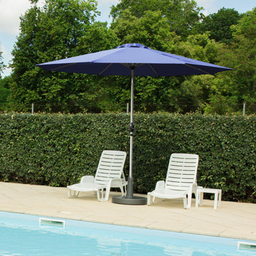 9FT Patio Umbrella, Outdoor Table Umbrella with Push Button Tilt and Crank, UV Protection Waterproof Market Sun Umbrella with 8 Sturdy Ribs for Garden, Deck, Backyard, Pool (Navy Blue)