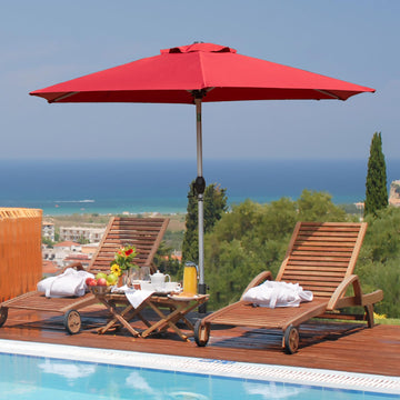 7.5FT Patio Umbrella, Outdoor Table Umbrella with Push Button Tilt and Crank, UV Protection Waterproof Market Sun Umbrella with 8 Sturdy Ribs for Garden, Deck, Backyard, Pool (Brick red)
