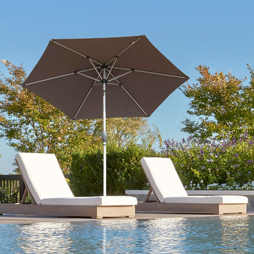 7.5FT Patio Umbrella, Outdoor Table Umbrella with Push Button Tilt and Crank, UV Protection Waterproof Market Sun Umbrella with 8 Sturdy Ribs for Garden, Deck, Backyard, Pool (Gray)