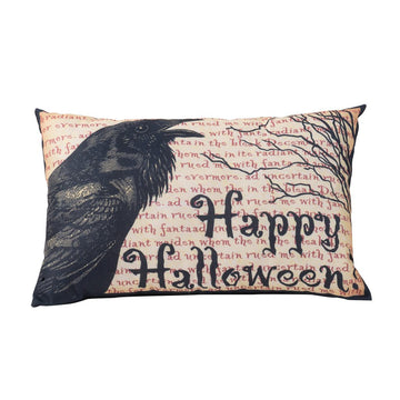 Spooky Halloween Crow Decorative Pillow