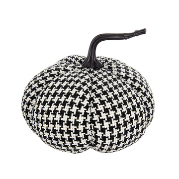 Black and White Plaid Fabric Pumpkin for Halloween Decor