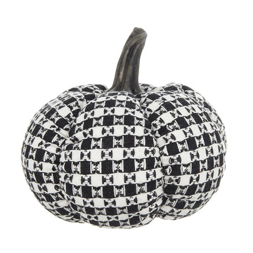 Black and White Plaid Fabric Pumpkin Decor Farmhouse Halloween Decoration