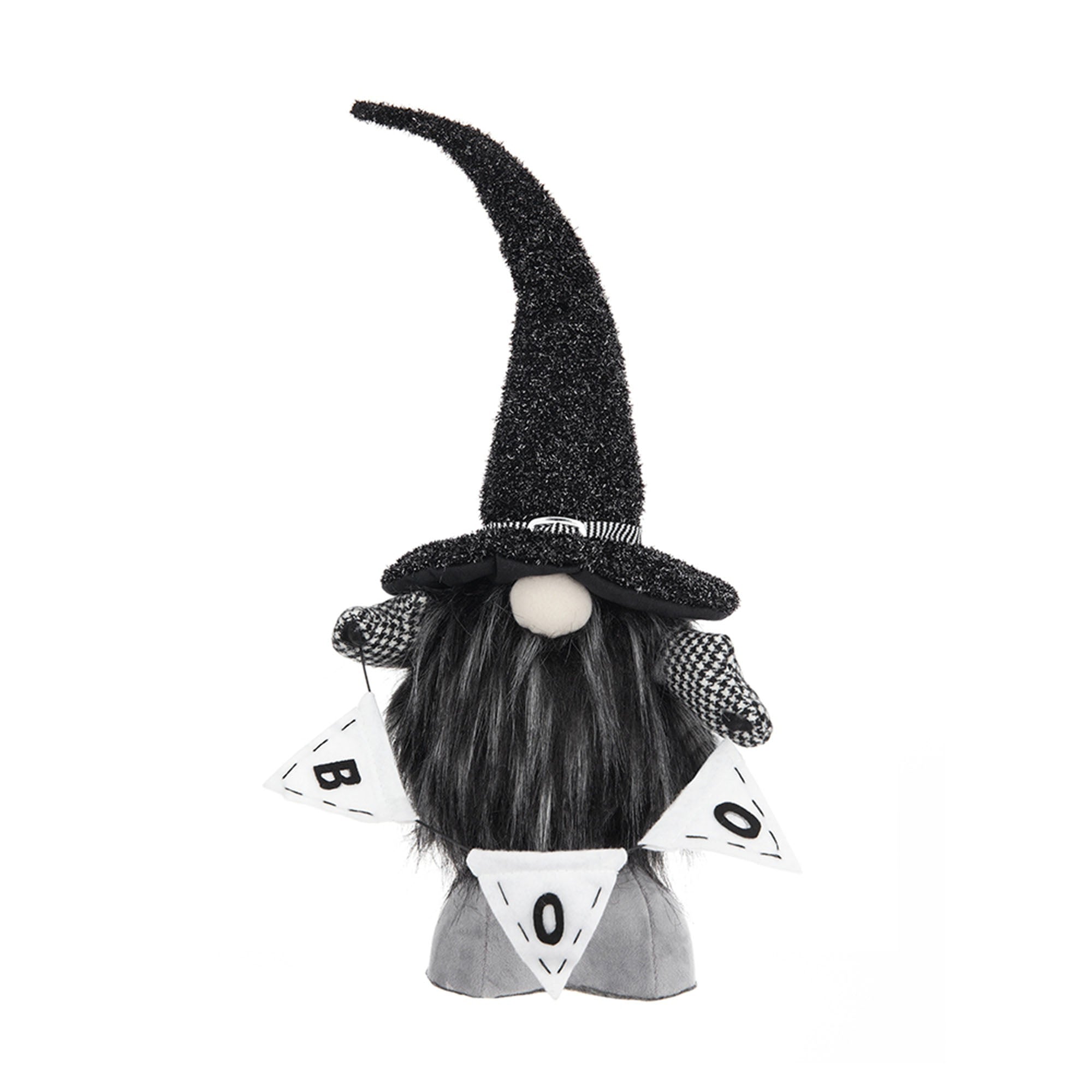 20 inch Black Fabric Halloween Gnome with Boo Banner