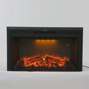 Black 36 in. 400 sq. ft. Recessed Electric Fireplace with Remote Control and Multi-Color Flame