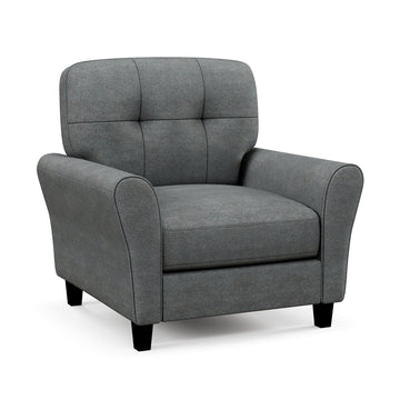 White Modern Upholstered Accent Chair with Rubber Wood Legs