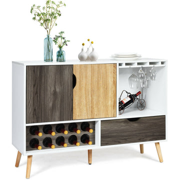Vintage Style Buffet Cabinet with Wine Rack & Drawer