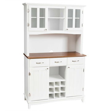 White Multi-Functional Kitchen Storage Cabinet with Wine Rack and Drawers