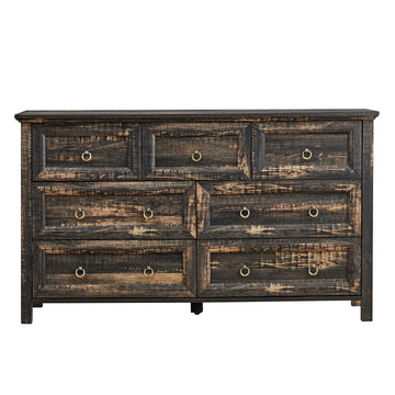 Farmhouse 7 Drawers Dresser for Bedroom, Wood Rustic Dresser Tv Stand, Storage Dressers Organizer for Bedroom, Living Room,Hallway