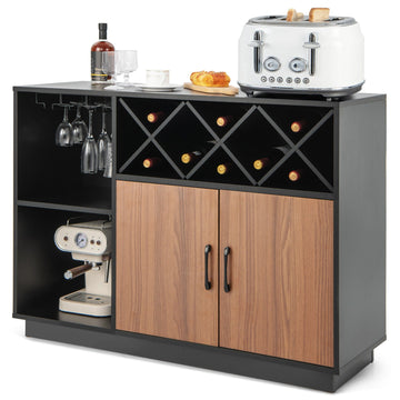 Black Industrial Wine Cabinet with Removable Rack and Storage