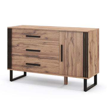 Brown Sturdy Design Versatile Sideboard Cabinet with 3 Drawers  Ample Storage