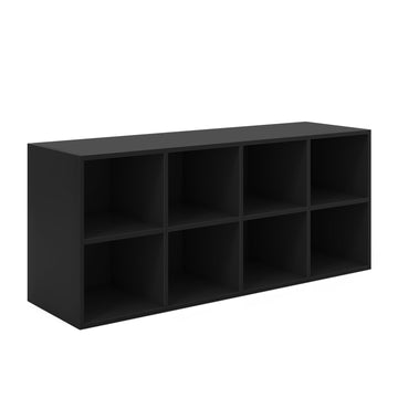 8 Cubby Black Shoe Bench with 500 LB Capacity Storage Organizer and Seat