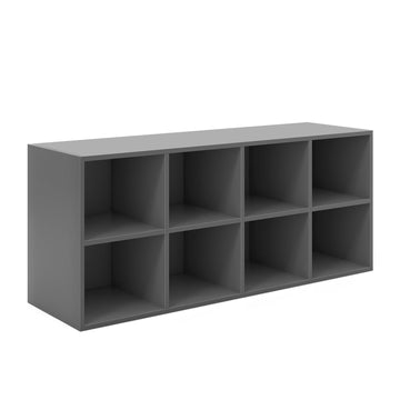8 Cubby Gray Shoe Bench with 500 LB Capacity Storage Organizer with Seat