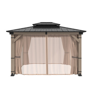 10-ft x 12-ft Cedarfort Black Gazebo with Hardtop Roof (Screen Included)
