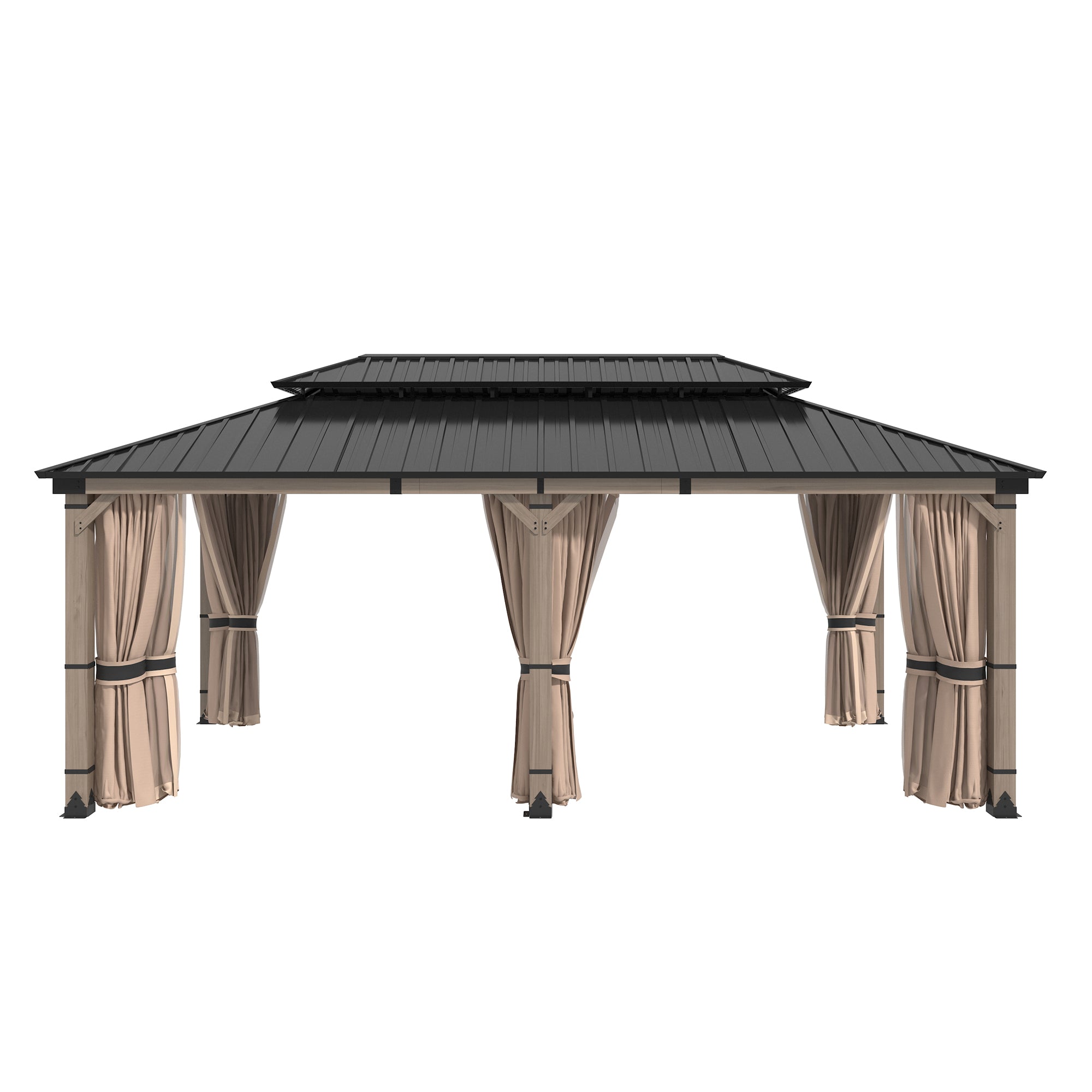 12-ft x 20-ft Cedarfort Black Gazebo with Hardtop Roof (Screen Included)
