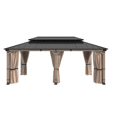 12-ft x 20-ft Cedarfort Black Gazebo with Hardtop Roof (Screen Included)