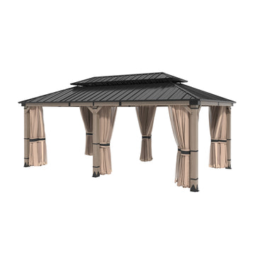 12-ft x 20-ft Cedarfort Black Gazebo with Hardtop Roof (Screen Included)