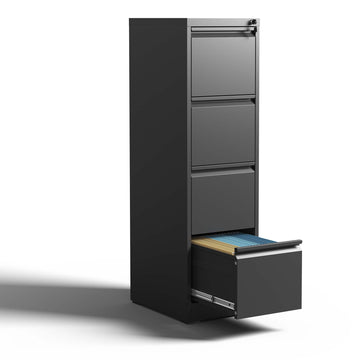 4 Drawer Metal Vertical File Cabinet with Lock Office Home Steel Vertical File Cabinet for A4 Legal