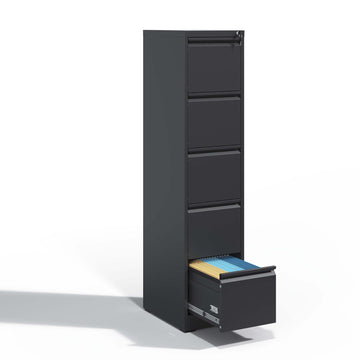 5 Drawer Metal Vertical File Cabinet with Lock Office Home Steel Vertical File Cabinet for A4 Legal