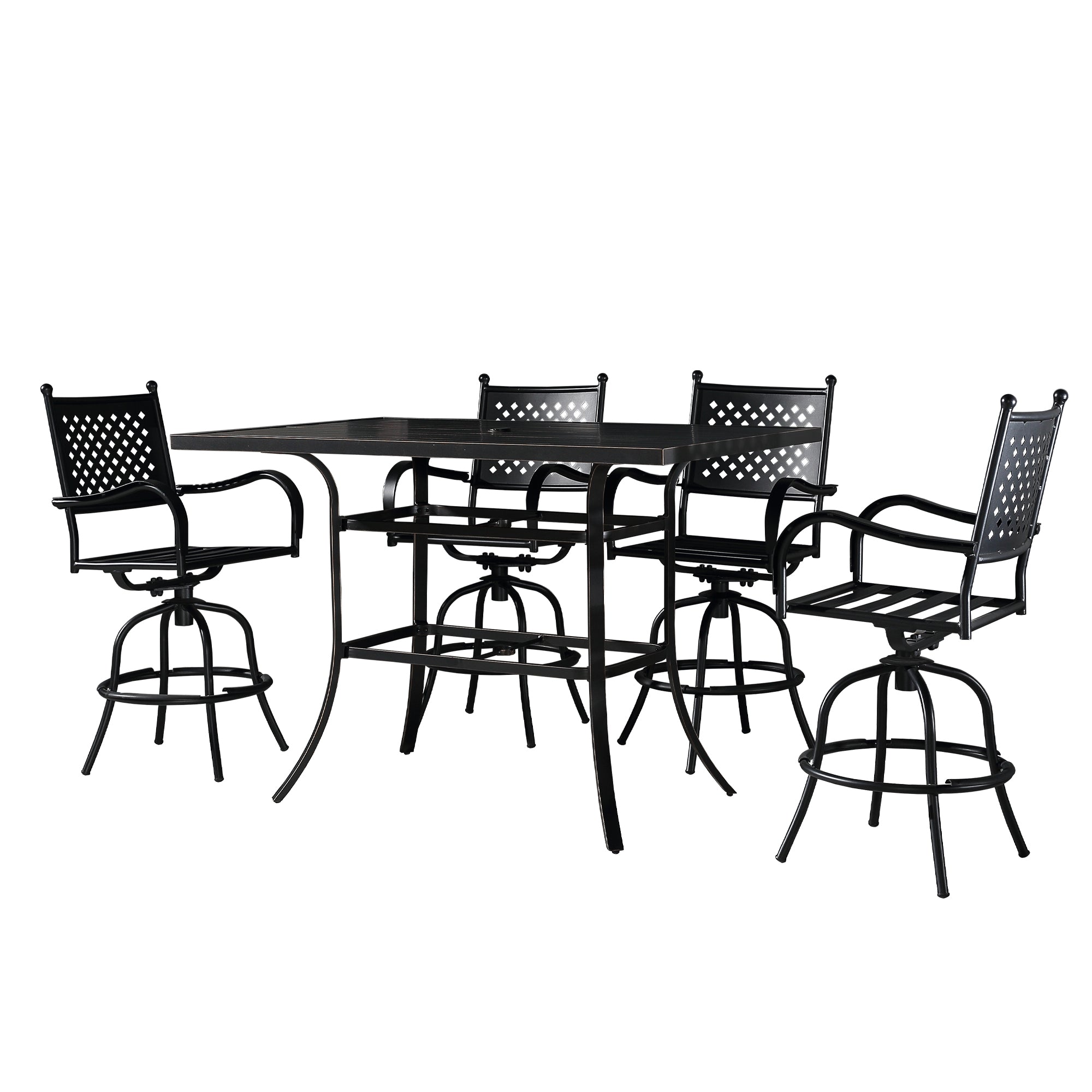 Aluminum Outdoor Dining Table with 1.9-Inch Umbrella Hole 60”x40” Size