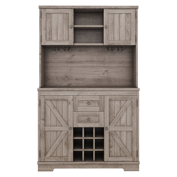 Coffee Bar Cabinet Kitchen Cabinet with Storage, Farmhouse Wine Cabinet with Drawers shelves and cabinets, Buffet Cabinet Wine & Glass Racks for Dining Room