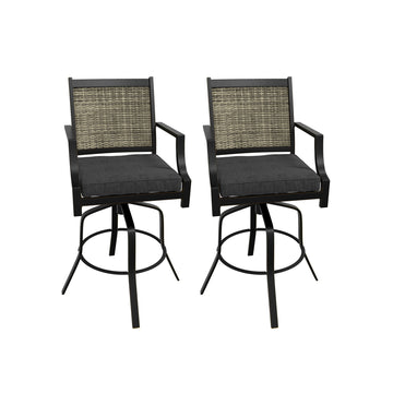 2-Piece Outdoor Swivel Chairs Aluminium Frame Patio Dining Chairs Bar Stool with Cushion Outdoor Swivel Stool