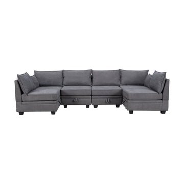 Modern Large U-Shape Modular Sectional Sofa, Convertible Sofa Bed with Reversible Chaise for Living Room