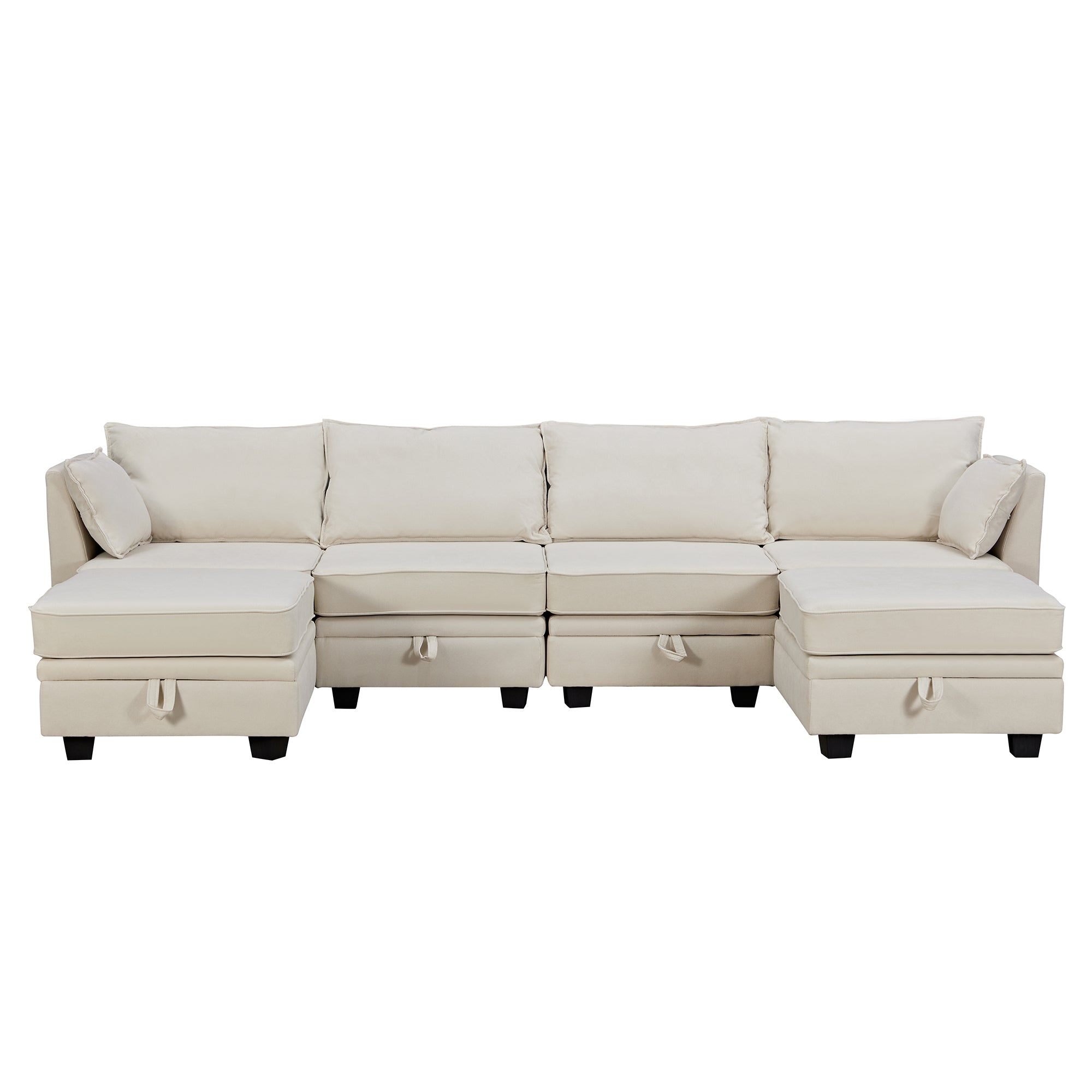 Modern Large U-Shape Modular Sectional Sofa, Convertible Sofa Bed with Reversible Chaise for Living Room, Storage Seat