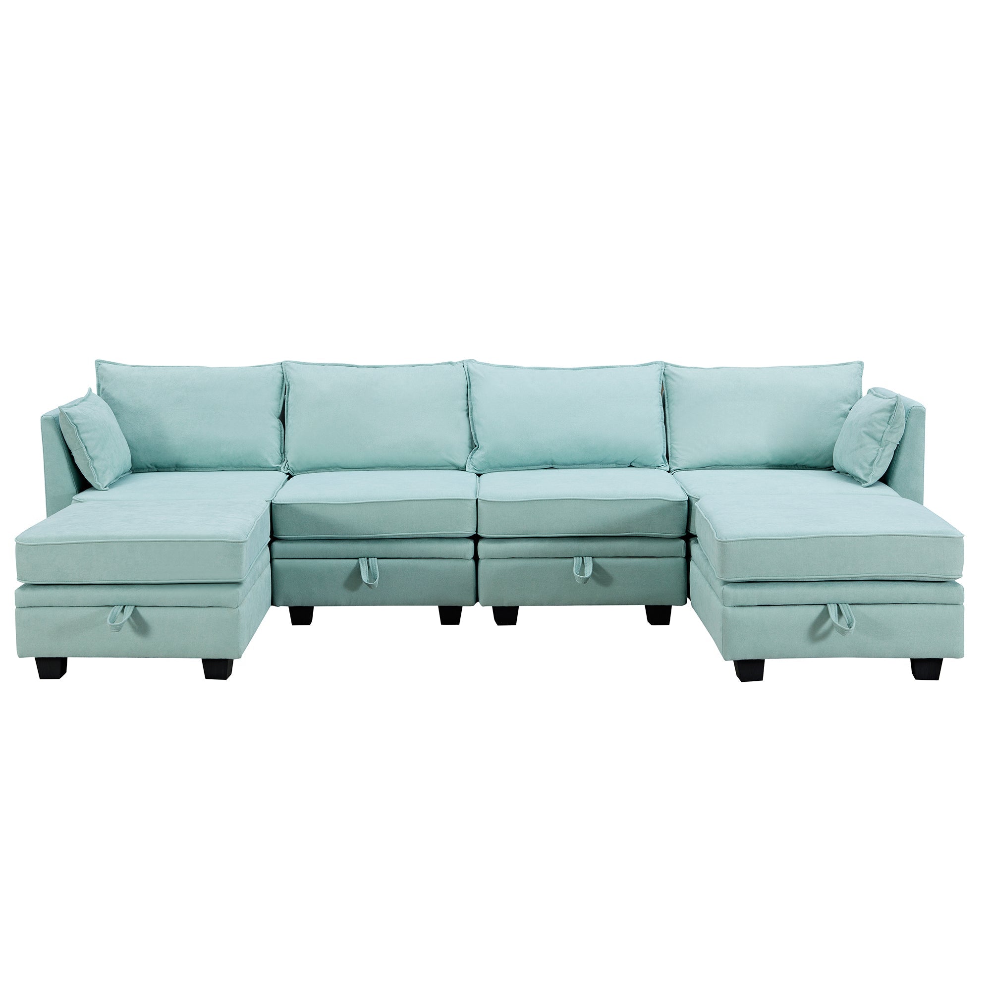 Modern Large U-Shape Modular Sectional Sofa, Convertible Sofa Bed with Reversible Chaise for Living Room, Storage Seat