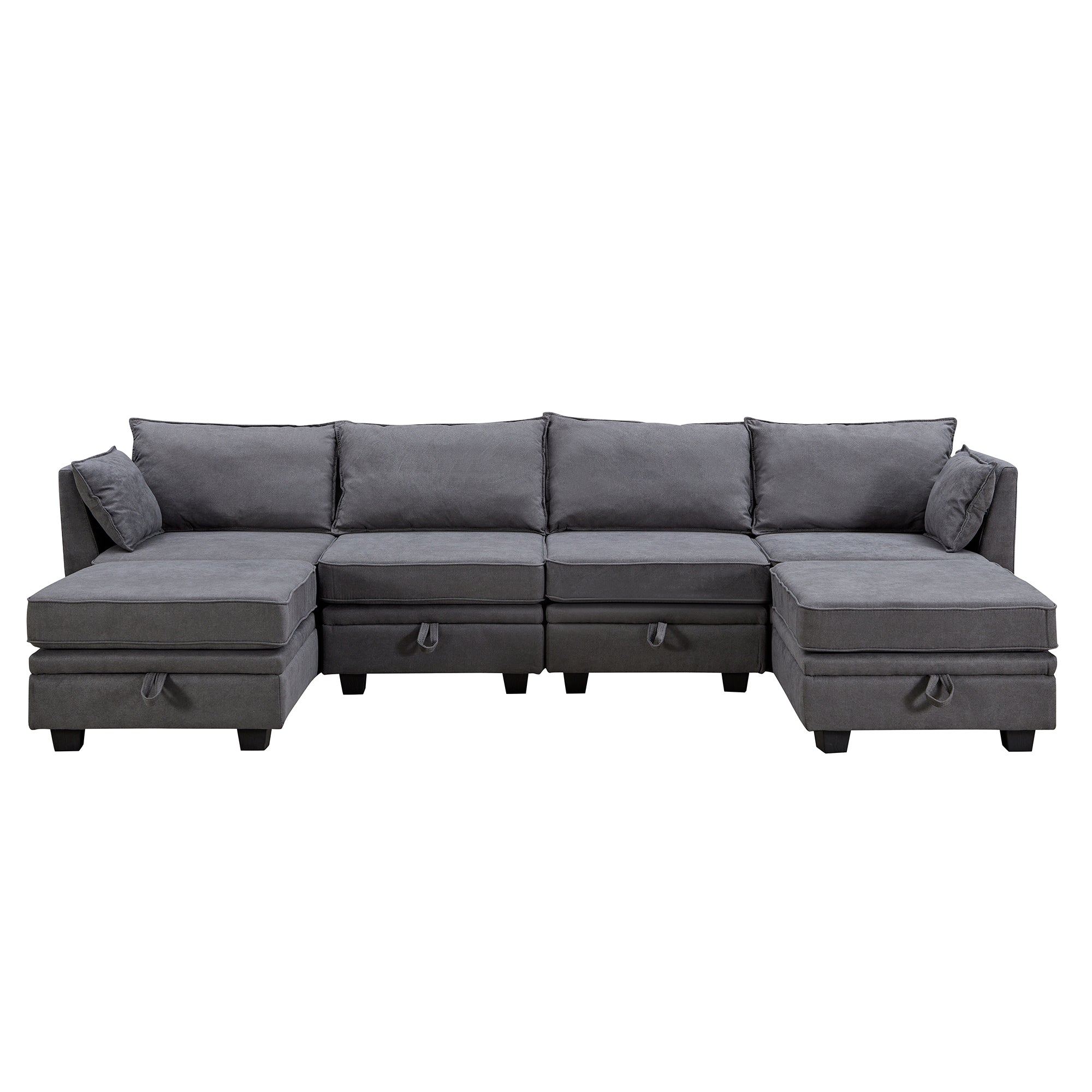 Modern Large U-Shape Modular Sectional Sofa, Convertible Sofa Bed with Reversible Chaise for Living Room, Storage Seat