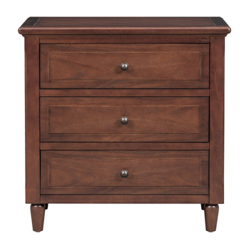 3-Drawer Nightstand Storage Wood Cabinet