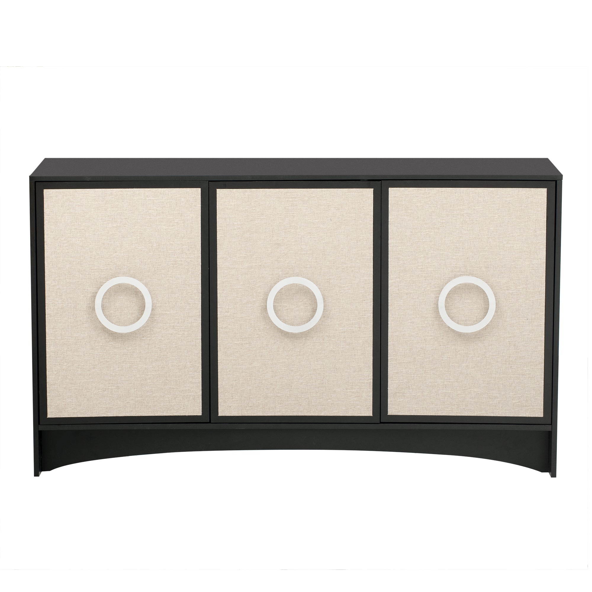 Curved Design Storage Cabinet with Three Doors and Adjustable Shelves, Suitable for Corridors, Entrances, Living Rooms, and Study