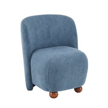 Blue Modern Low Back Upholstered Armless Living Room Chairs with Round Pine Wood Feet for Small Living Spaces