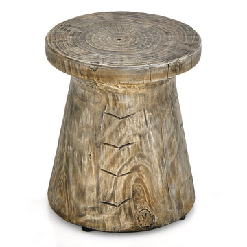 2 in 1 Indoor and Outdoor Rock Coffee End Table with Wood Grain