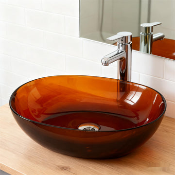 22 Inch Oval Dark Coffee Resin Bathroom Vanity Sink Countertop Sink