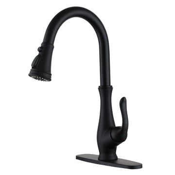 Boyel Living Modern 1.8 GPM Pull Down Kitchen Faucet with Deck Plate in Matte White