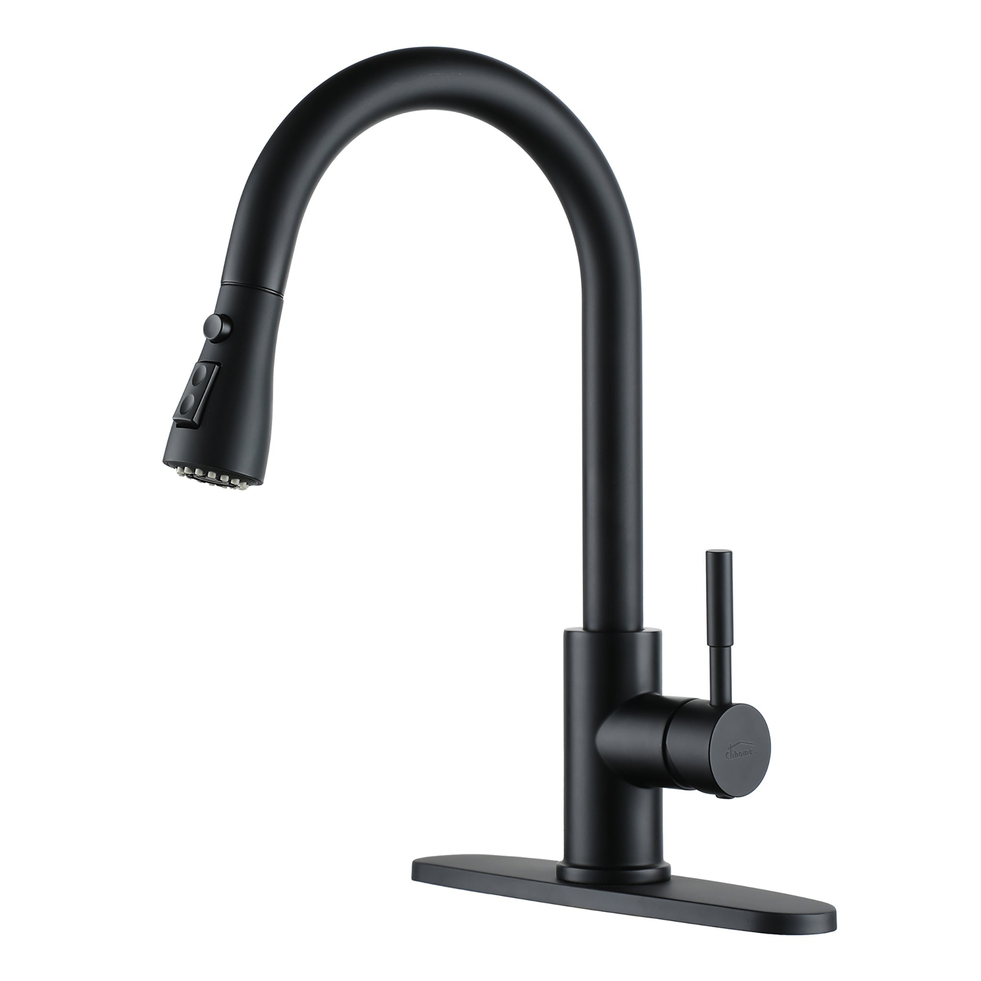 Boyel Living 1.8 GPM Pull Down Kitchen Faucet with 10 inch Deck Plate in Matte Black