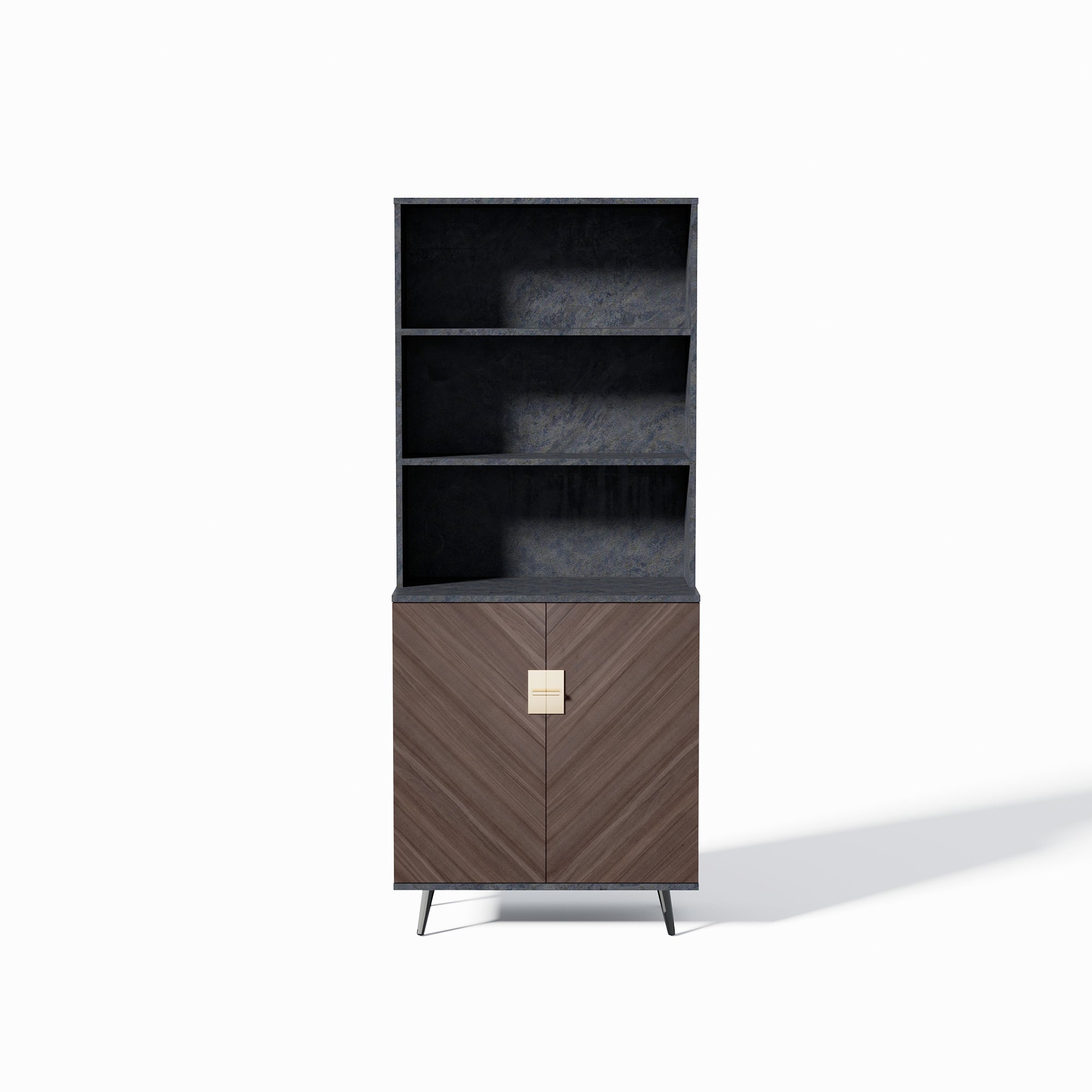 Accent Storage Cabinet with Doors Retro Tall Sideboard Cabinet Bookshelf Bar Buffet Cabinet for Living Room, Hallway, or Kitchen
