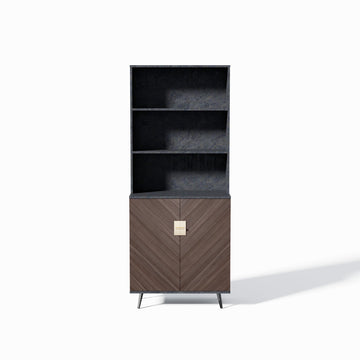 Accent Storage Cabinet with Doors Retro Tall Sideboard Cabinet Bookshelf Bar Buffet Cabinet for Living Room, Hallway, or Kitchen