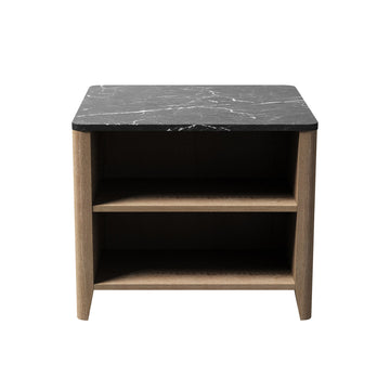 Small Wood Grain Side Table Coffee Table with Storage Shelf Corner Table Nightstand for Bedroom Living Room