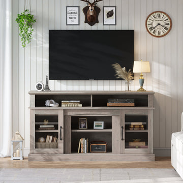 58 Inch TV Stand with Storage Cabinet and Shelves, TV Console Table Entertainment Center for Living Room, Bedroom