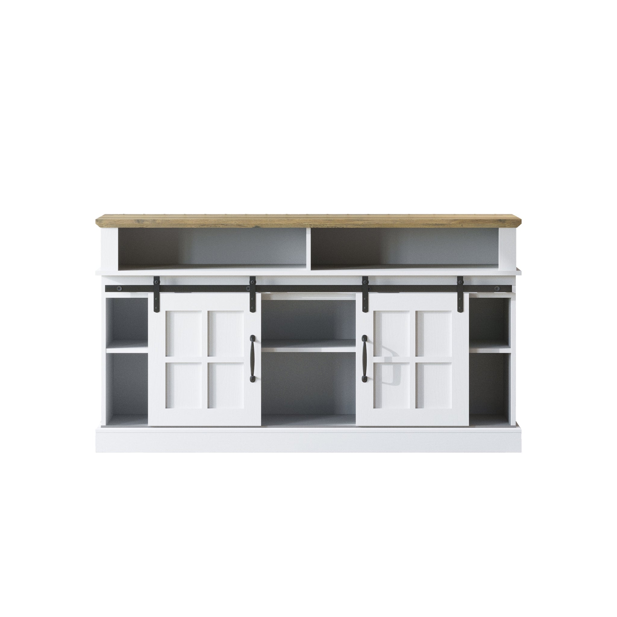 58 Inch TV Stand with Storage Cabinet and Shelves, TV Console Table Entertainment Center for Living Room Bedroom, White