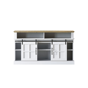 58 Inch TV Stand with Storage Cabinet and Shelves, TV Console Table Entertainment Center for Living Room Bedroom, White