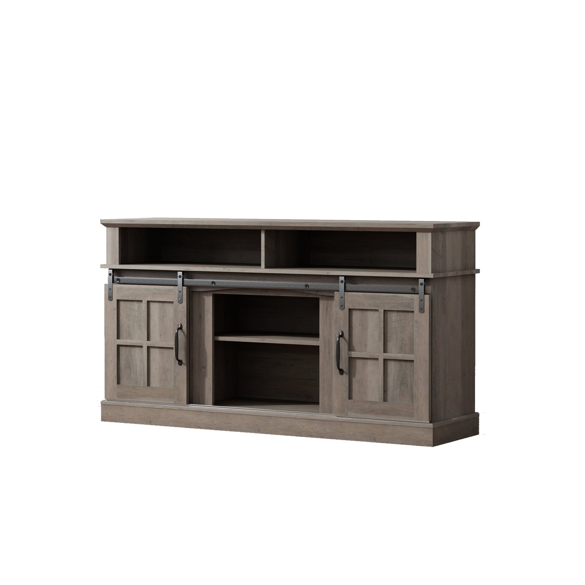58 Inch TV Stand with Storage Cabinet and Shelves, TV Console Table Entertainment Center for Living Room Bedroom, Grey Walnut