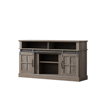 58 Inch TV Stand with Storage Cabinet and Shelves, TV Console Table Entertainment Center for Living Room Bedroom, Grey Walnut