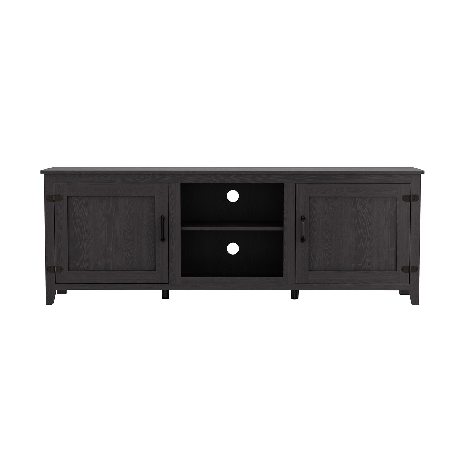 70.08" Entertainment Center TV Stand Media Console with Doors & Storage Shelf for Living Room, Bedroom, or Office, Black
