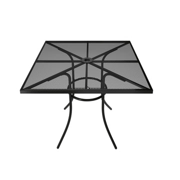 Square Metal Outdoor Patio Dining Table with 1.9 in. Umbrella Hole