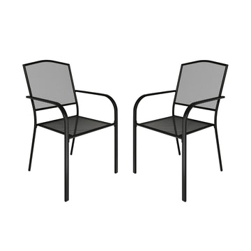 Black Metal Outdoor Patio Dining Chair Set of 2