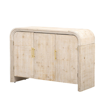 Retro Minimalist Curved Sideboard with Gold Handles and Adjustable Dividers for Living Room or Dining Room
