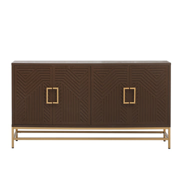 Retro Style Sideboard with Adjustable Shelves, Rectangular Metal Handles and Legs for  Kitchen, Living room, and Dining Room